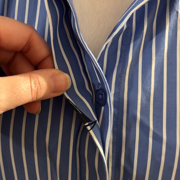 Chico’s Poplin Tiered Stripe Shirt Dress Sailboats Size 3 (US 16) Embroidered - Picture 10 of 12